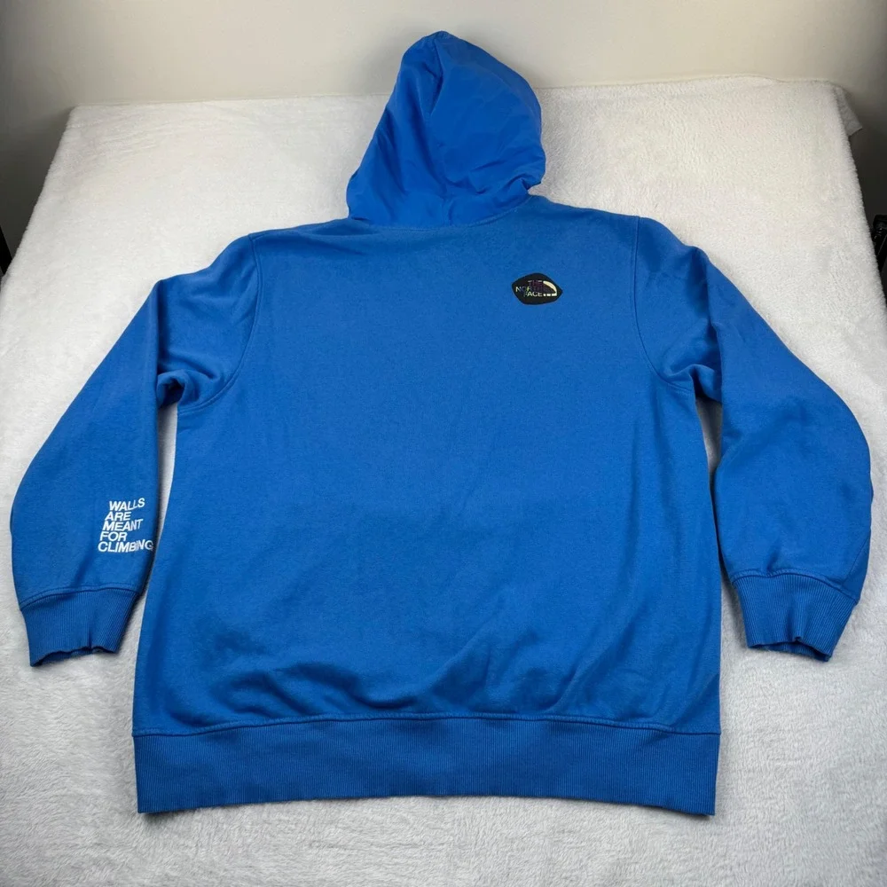 The North Face Hoodie Mens XL Blue Walls Are Meant For Climbing Graphic Pullover